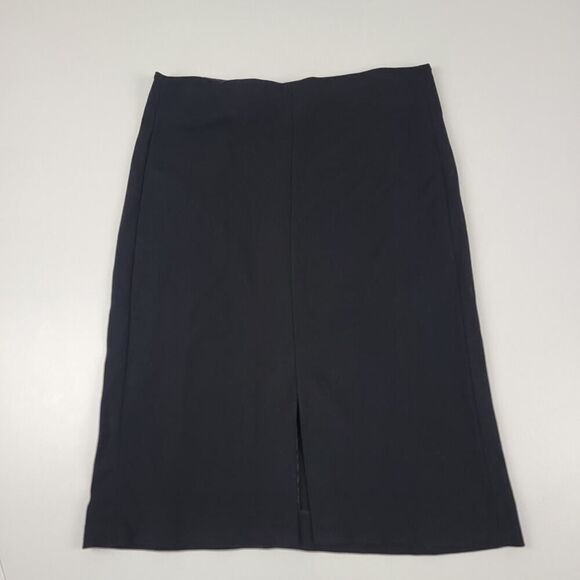 MM Lafleur The Greenpoint Pencil Straight Skirt Black Size 16 Front Slit Office - Picture 2 of 9